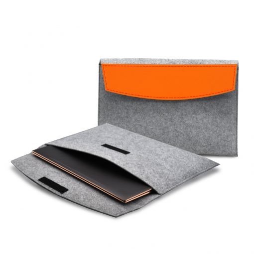 Feltro Collection Upcycled Felt and Leather Two Tone 15" Laptop Sleeve-5