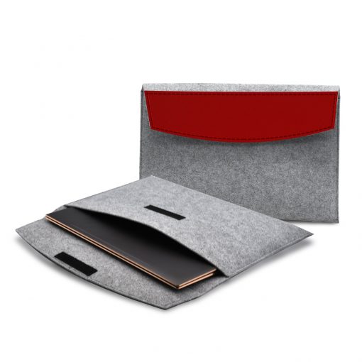 Feltro Collection Upcycled Felt and Leather Two Tone 15" Laptop Sleeve-1