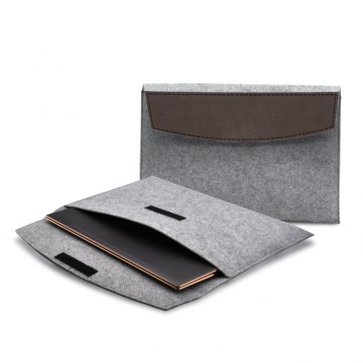 Feltro Collection Upcycled Felt and Leather Two Tone 15" Laptop Sleeve-8