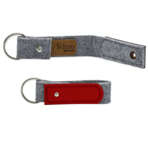 Gray Felt Key Ring with Leather-1