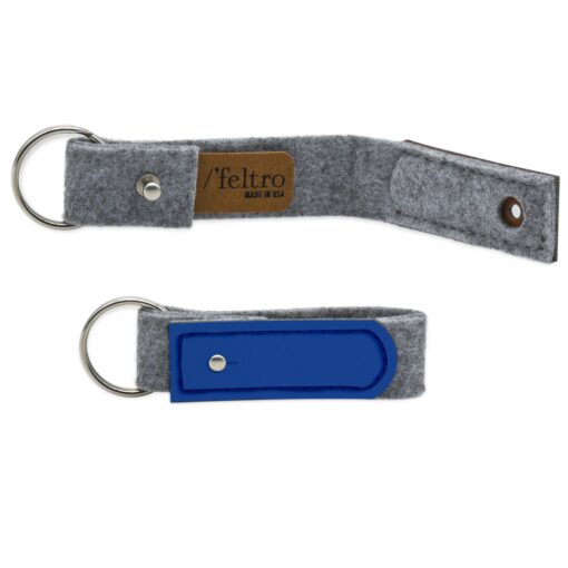 Gray Felt Key Ring with Leather-2